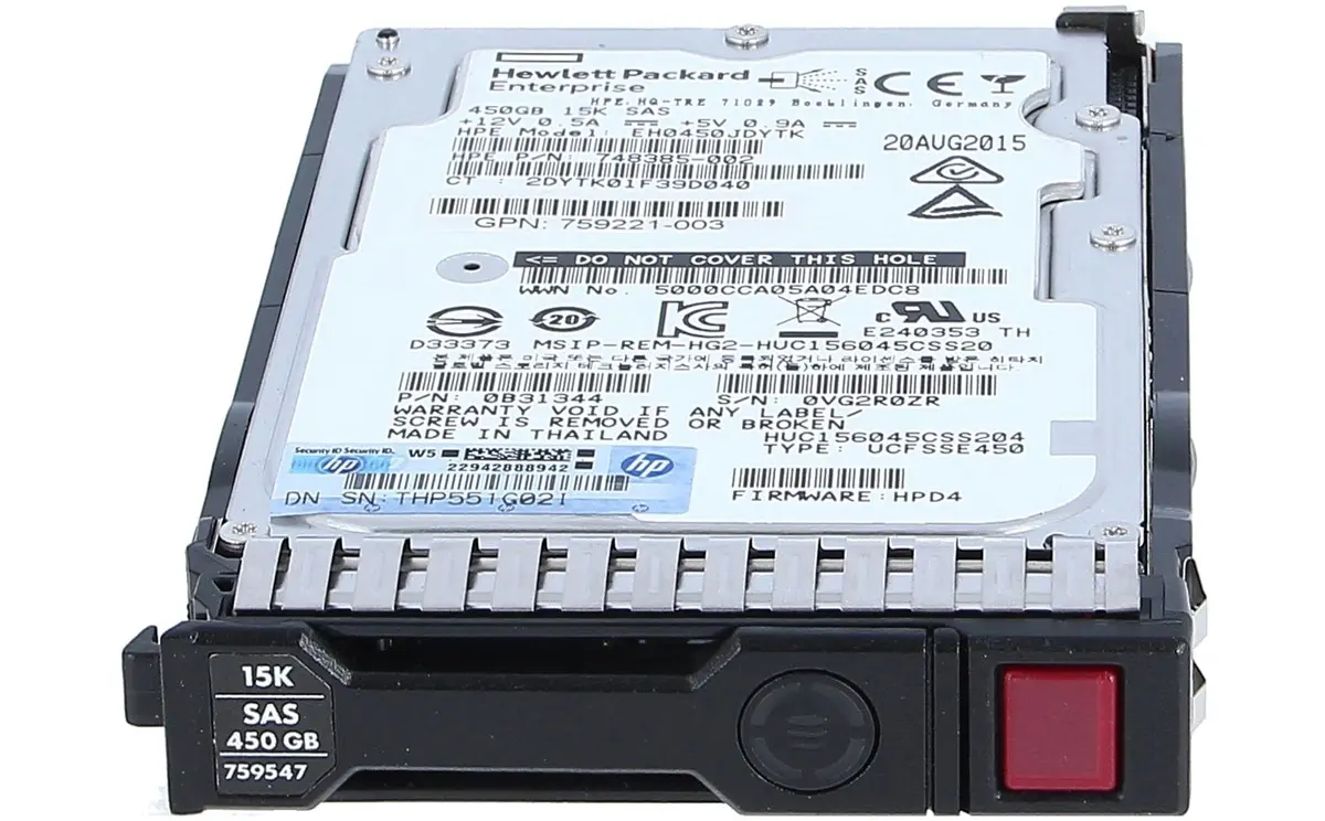 HP 759547-001 450GB 15k 12GB/s SAS 2.5" 1 Disco HPE 450GB 15k 12GB/s SAS 2.5" - HP 759547-001